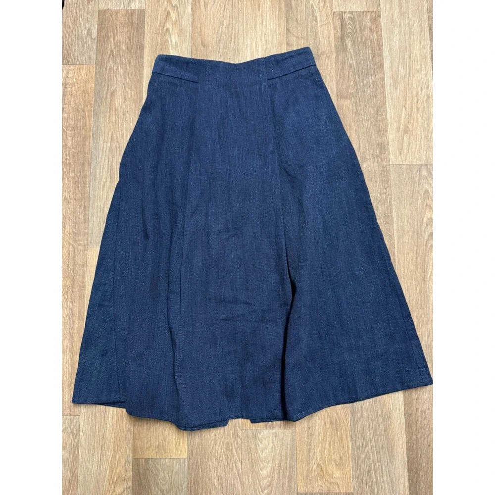 Whistles Womens Denim Midi Skirt Full Zip Front A-Line Blue Size US 4
